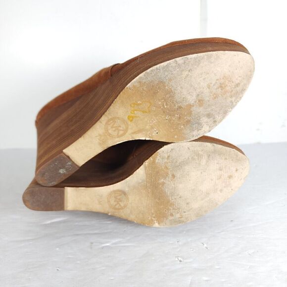 MICHAEL KORS Piece US 7,5M Brown Suede Lace Up Wedge Booties Ankle Boots - Picture 14 of 15